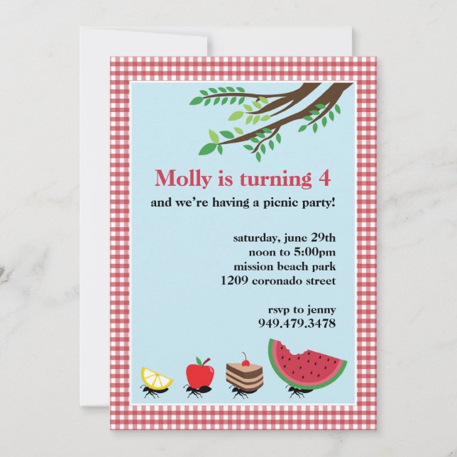 Picnic Birthday Party Invitation (Front)