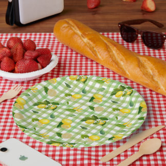 Picnic Citrus Mediterranean Pattern Paper Plate