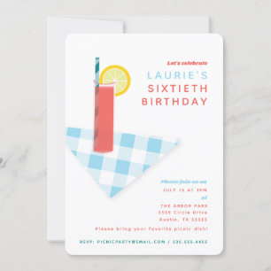 Picnic Cocktail Outdoor BBQ Party Custom Invitation