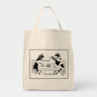 Picnic Cows Grocery Tote White Bag