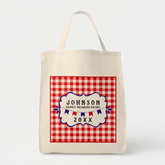 Picnic Family Reunion | Red White Blue Barbecue Tote Bag (Front)
