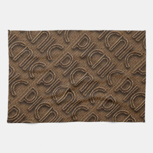 Picnic Funny Wicker Style Typography Brown Kitchen Towel