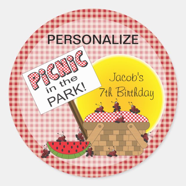 Picnic in the Park | Any Occasion Classic Round Sticker (Front)