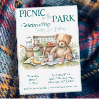 Picnic in the Park Cute Bear Birthday 