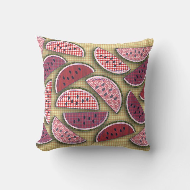 Picnic Love Watermelons Throw Pillow (Front)