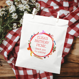 Picnic Modern Cute HandDrawn CUSTOM BIRTHDAY PARTY Favour Bag