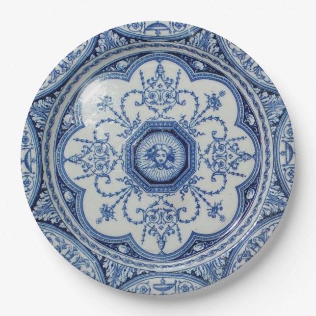 Picnic on 1896 Minton Holland Blue & White Paper Paper Plate (Front)