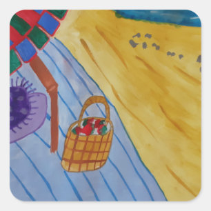 Picnic On The Beach Square Sticker