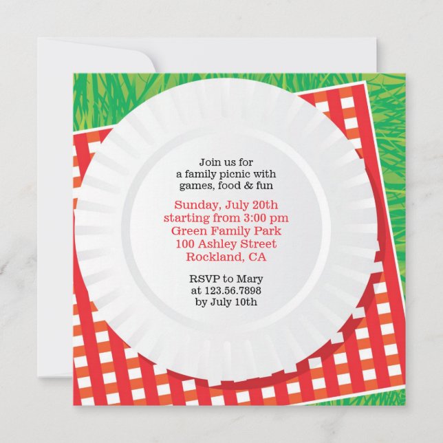 Picnic Outing BBQ Party Flat Invitation (Front)
