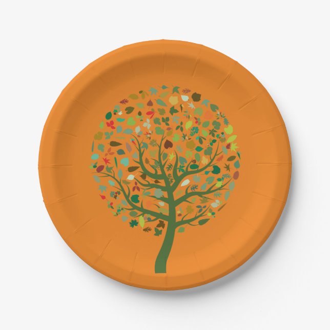 Picnic park party Summer tree Paper Plate (Front)