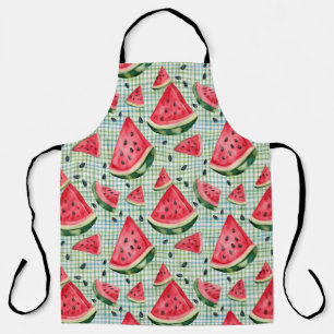 Picnic Patch Watermelon – Watercolor Fruit Gingham Apron