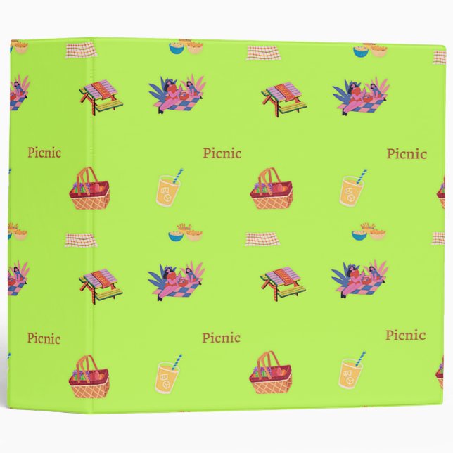 Picnic pattern on green binder (Front/Spine)