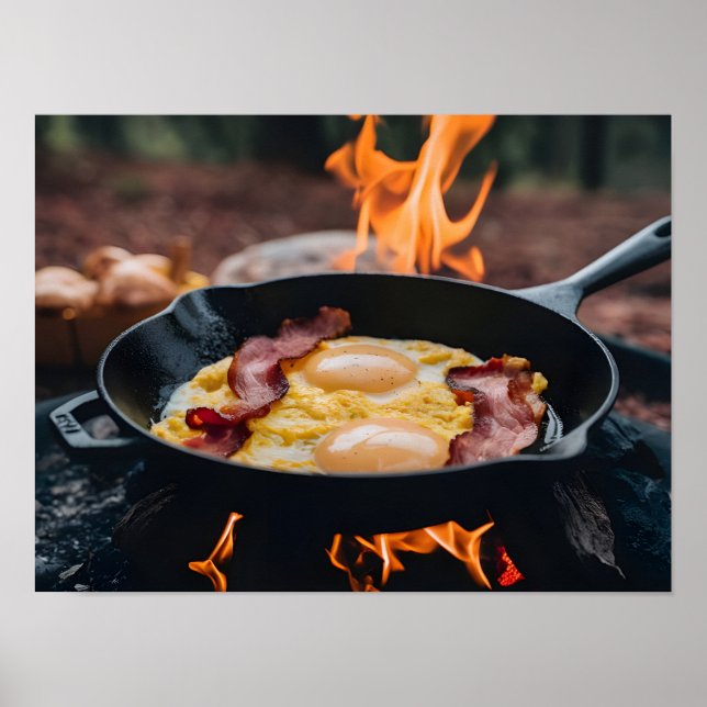 Picnic Perfection: Bacon and Eggs Fried  Poster (Front)