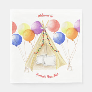 Picnic Plates - Tent & Balloons Personalized  Napkin