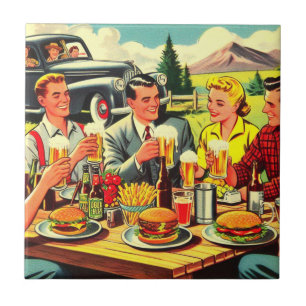 Picnic Retro Comics Tile