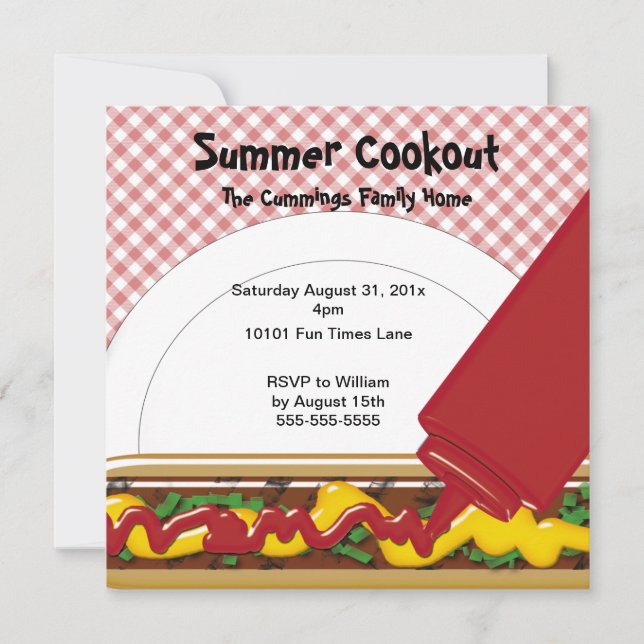 Picnic‑Style Summer Cookout  Invitation (Front)