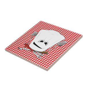 Picnic Table w/Chef Hat with BBQ Tools Tile
