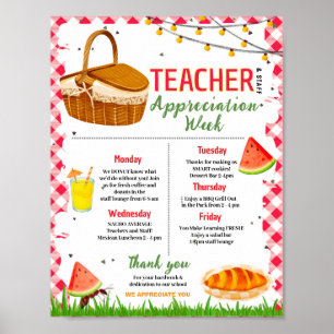 Picnic Teacher Appreciation Week Itinerary Poster