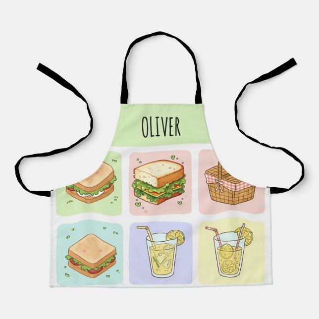 Picnic-Themed Adorable Doodles Apron (Front)