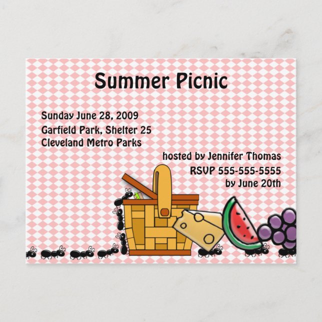 Picnic Thieves Invitation Postcard (Front)