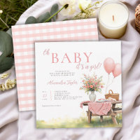 Picnic Wildflowers Balloons Pink Girl Baby Shower