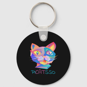 Pico Art Funny Abstract Cat  Keychain