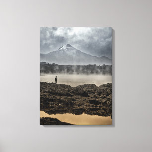 Pico De Orizaba From Achichic Lake In Puebla Canvas Print