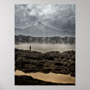 Pico De Orizaba From Achichic Lake In Puebla Poster