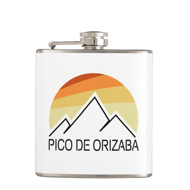 Pico de Orizaba Mexico Retro Hip Flask (Front)