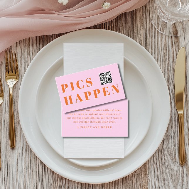 Pics happen! Photo, QR-Code, Wedding Enclosure Card (Pics happen! Photo, QR-Code, Wedding Enclosure Card)