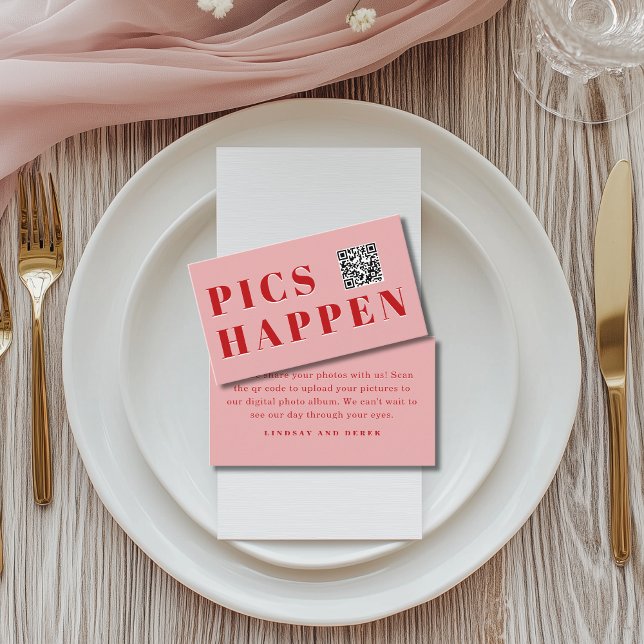 Pics happen! Photo, QR-Code, Wedding Enclosure Card (Pics happen! Photo, QR-Code, Wedding Enclosure Card)