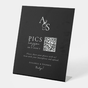 Pics happen! Photo, QR-Code, Weding Pedestal Sign