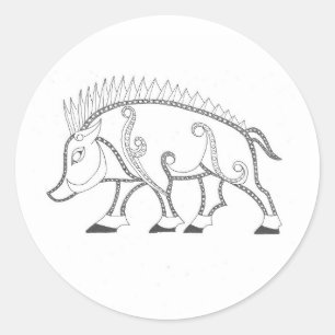 Pictish Boar Classic Round Sticker