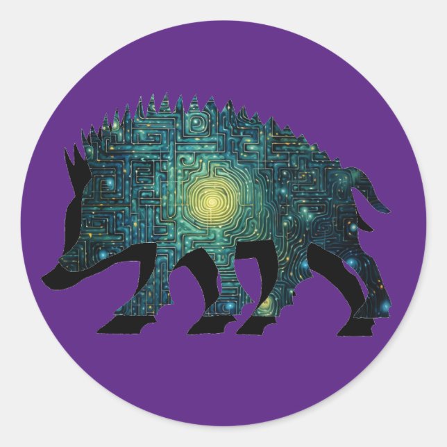 Pictish Boar Maze Classic Round Sticker (Front)