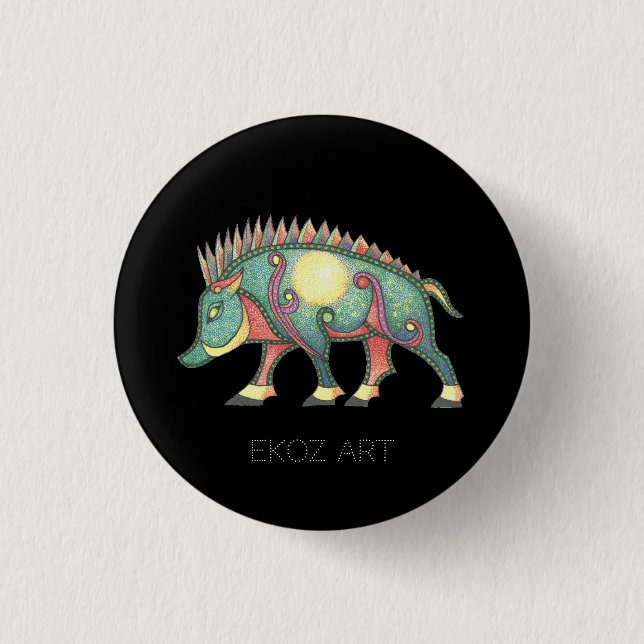 Pictish Boar Sun 1 Inch Round Button (Front)
