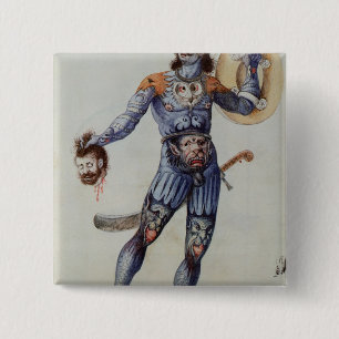 Pictish Man holding a Human Head 2 Inch Square Button
