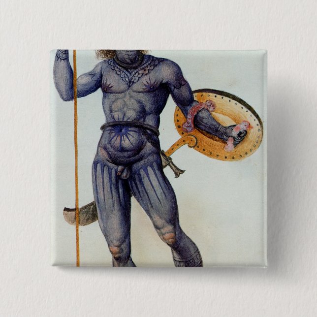 Pictish Man Holding a Shield 2 Inch Square Button (Front)