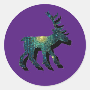 Pictish Stag Maze Classic Round Sticker