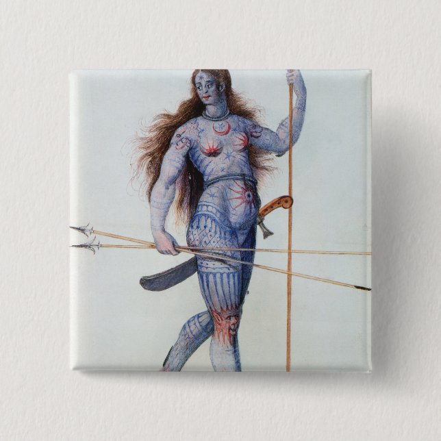 Pictish Woman 2 Inch Square Button (Front)