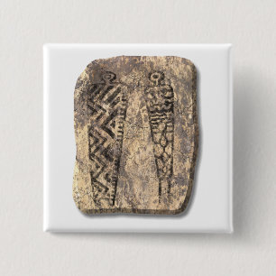 Pictograph men-stone 2 inch square button