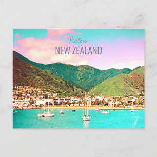 Picton Harbor New Zealand travel Postcard