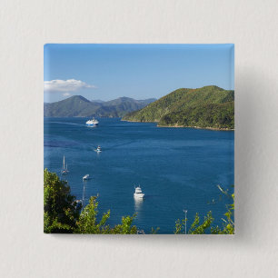 Picton Harbour, Marlborough Sounds, South 2 Inch Square Button
