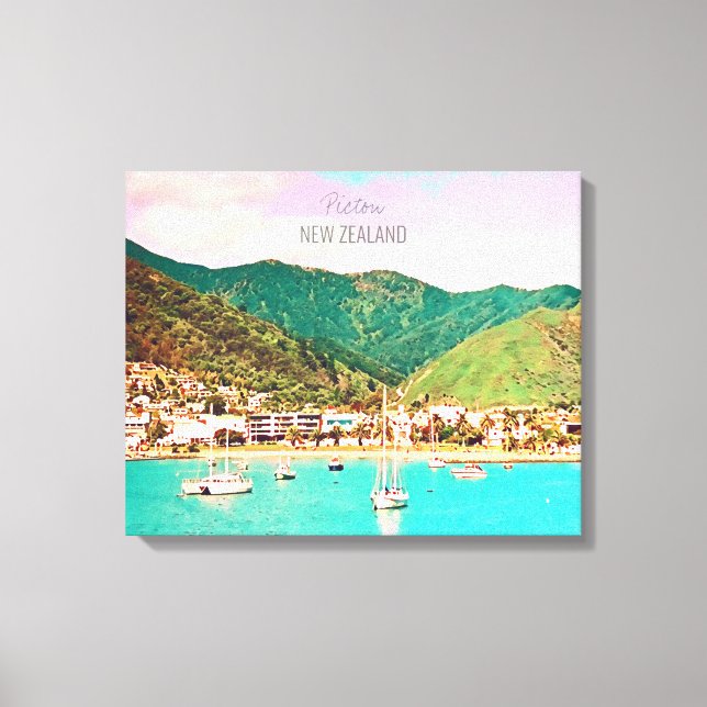 Picton Harbour New Zealand travel Canvas Print (Front)