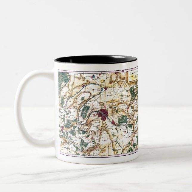 Pictorial Illustrated Map Paris-France-Bonne Two-Tone Coffee Mug (Left)