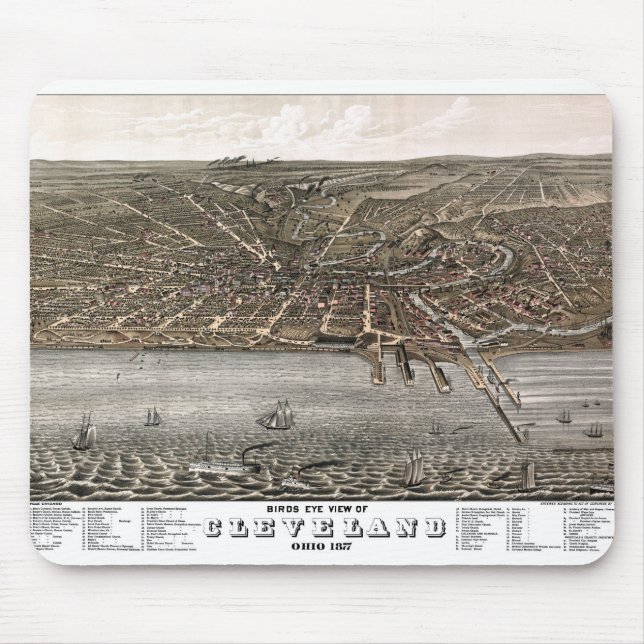 Pictorial Map Cleveland - Ohio - 1877 Mouse Pad (Front)