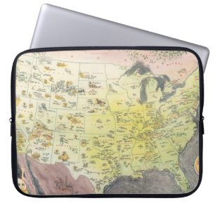 Pictorial Map of America - Cartoon Sketches Laptop Sleeve