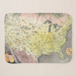 Pictorial Map of America - Cartoon Sketches Sherpa Blanket