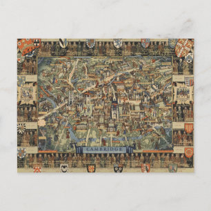Pictorial Map of Cambridge, England Postcard