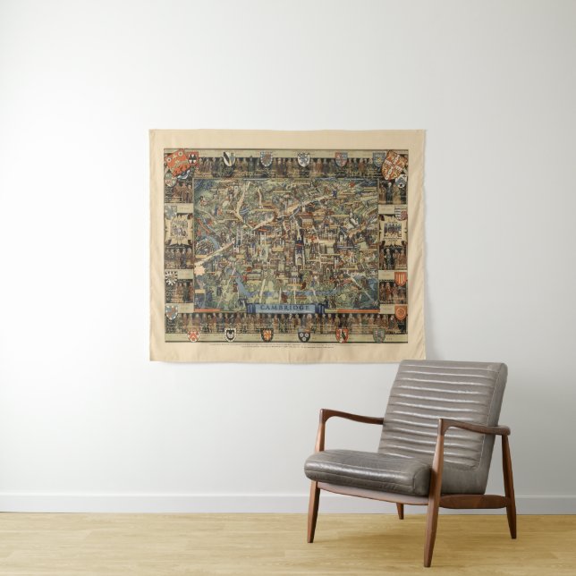 Pictorial Map of Cambridge, England Tapestry (In Situ (Horizontal))