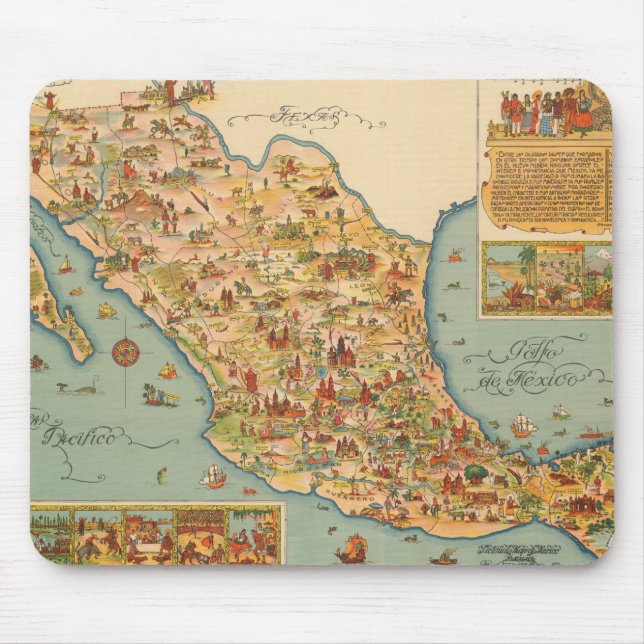 Pictorial Map of Mexico Mouse Pad (Front)